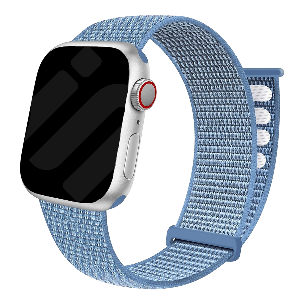 Blauwe nylon band voor Apple Watch — verstelbare klittenbandsluiting