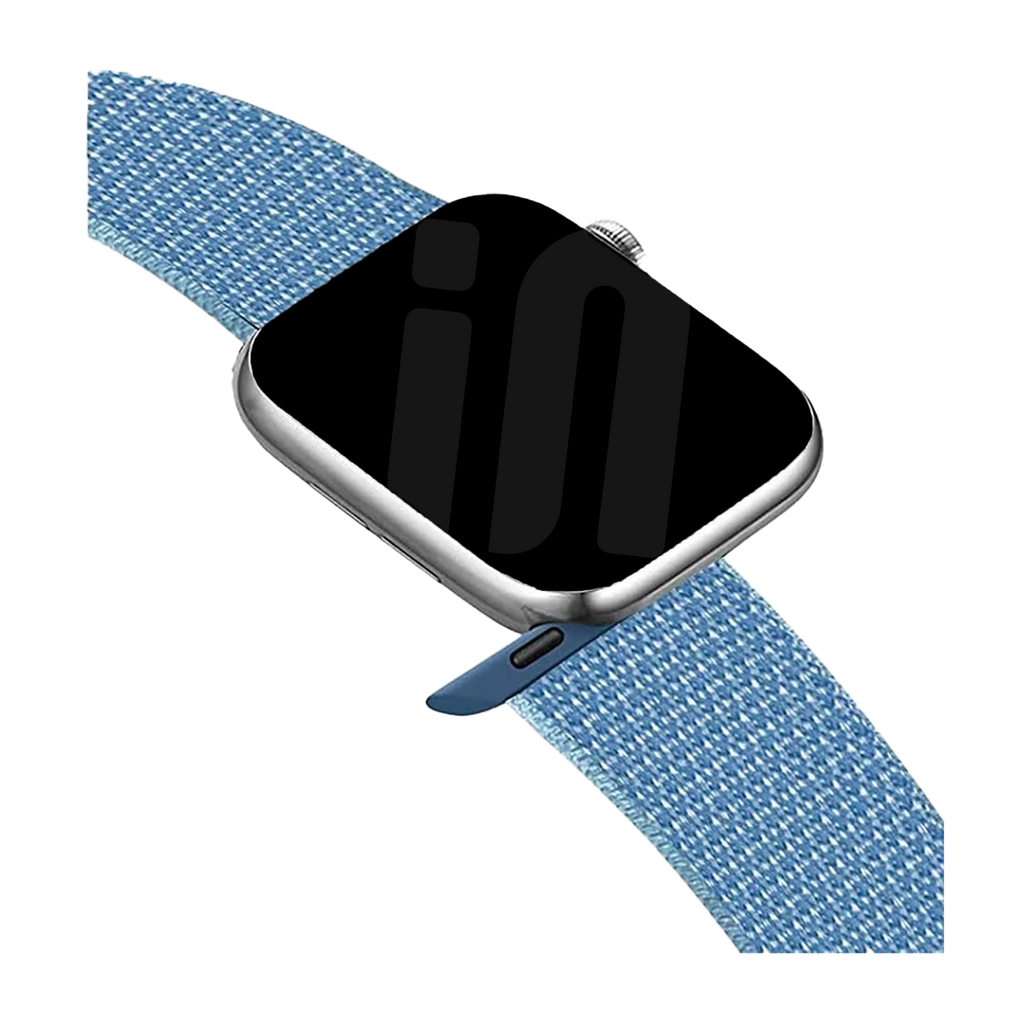 Blauwe nylon band voor Apple Watch — verstelbare klittenbandsluiting