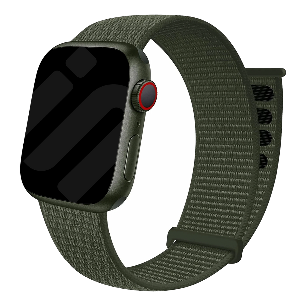 Apple Watch Nylon Loop Strap — Army Green, Adjustable Fit