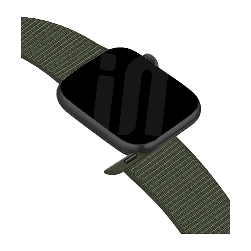 Apple Watch Nylon Loop Strap — Army Green, Adjustable Fit