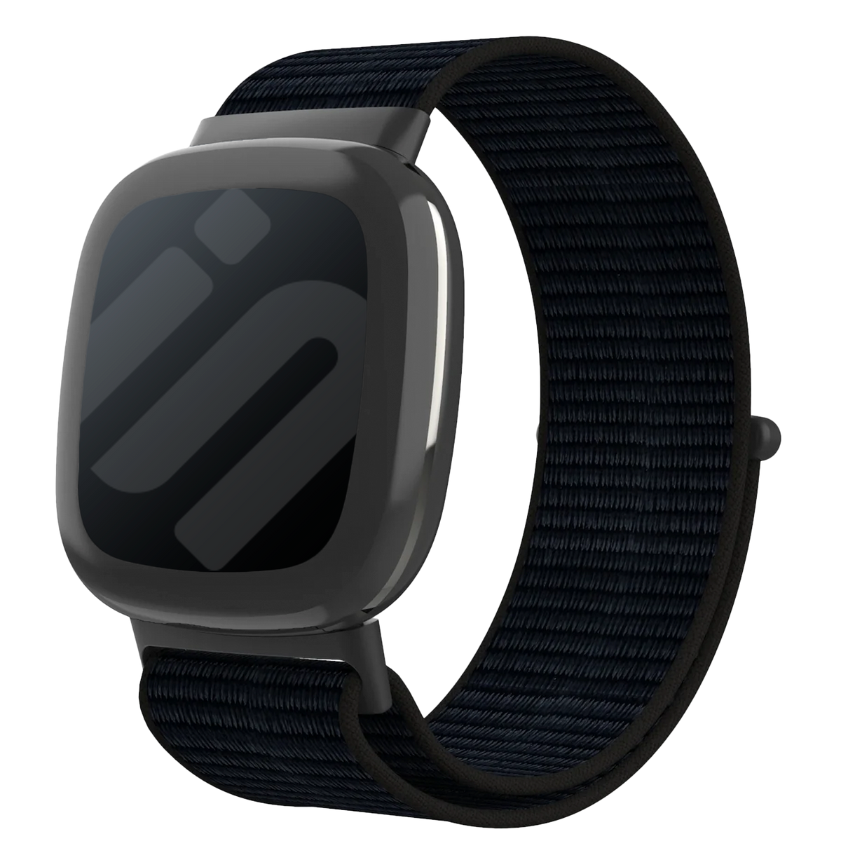 Nylonarmband till Fitbit Sense 2 – svart vävd design, säker kardborrestängning