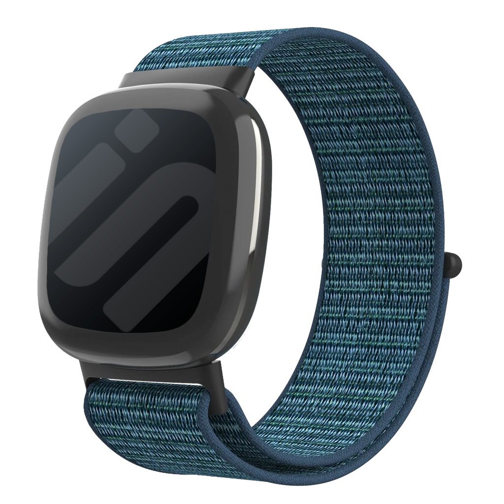 Modrý nylonový řemínek pro chytré hodinky Fitbit Versa 4 – zapínání na suchý zip