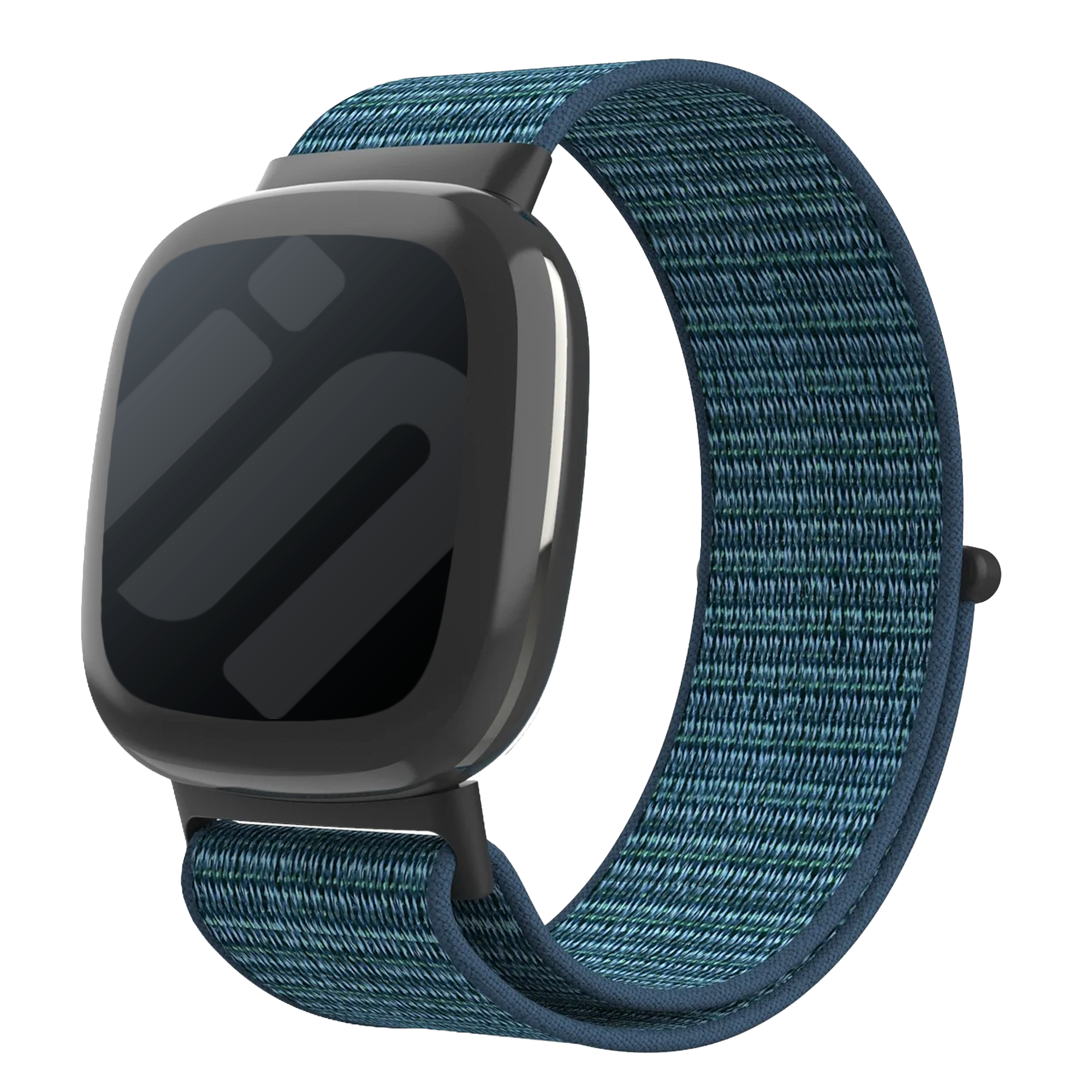 Modrý nylonový řemínek pro chytré hodinky Fitbit Versa 4 – zapínání na suchý zip