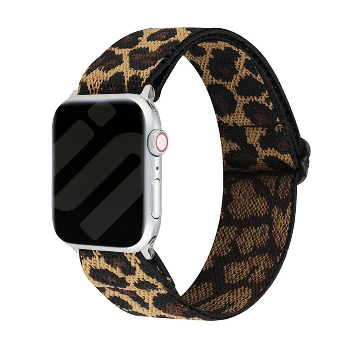 Elastický řemínek s leopardím vzorem pro Apple Watch — bezpečné zapínání na sponu