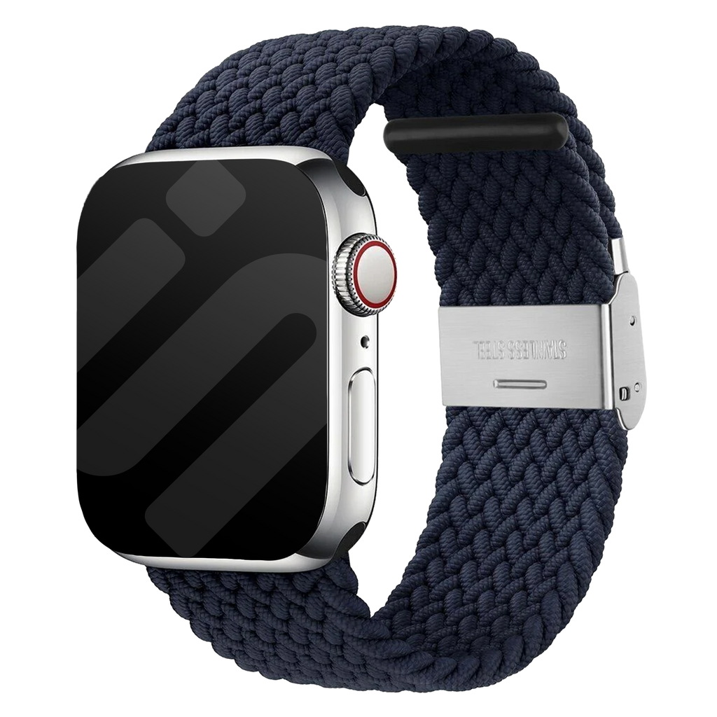 سوار Apple Watch مضفّر — تصميم منسوج بلون فحمي
