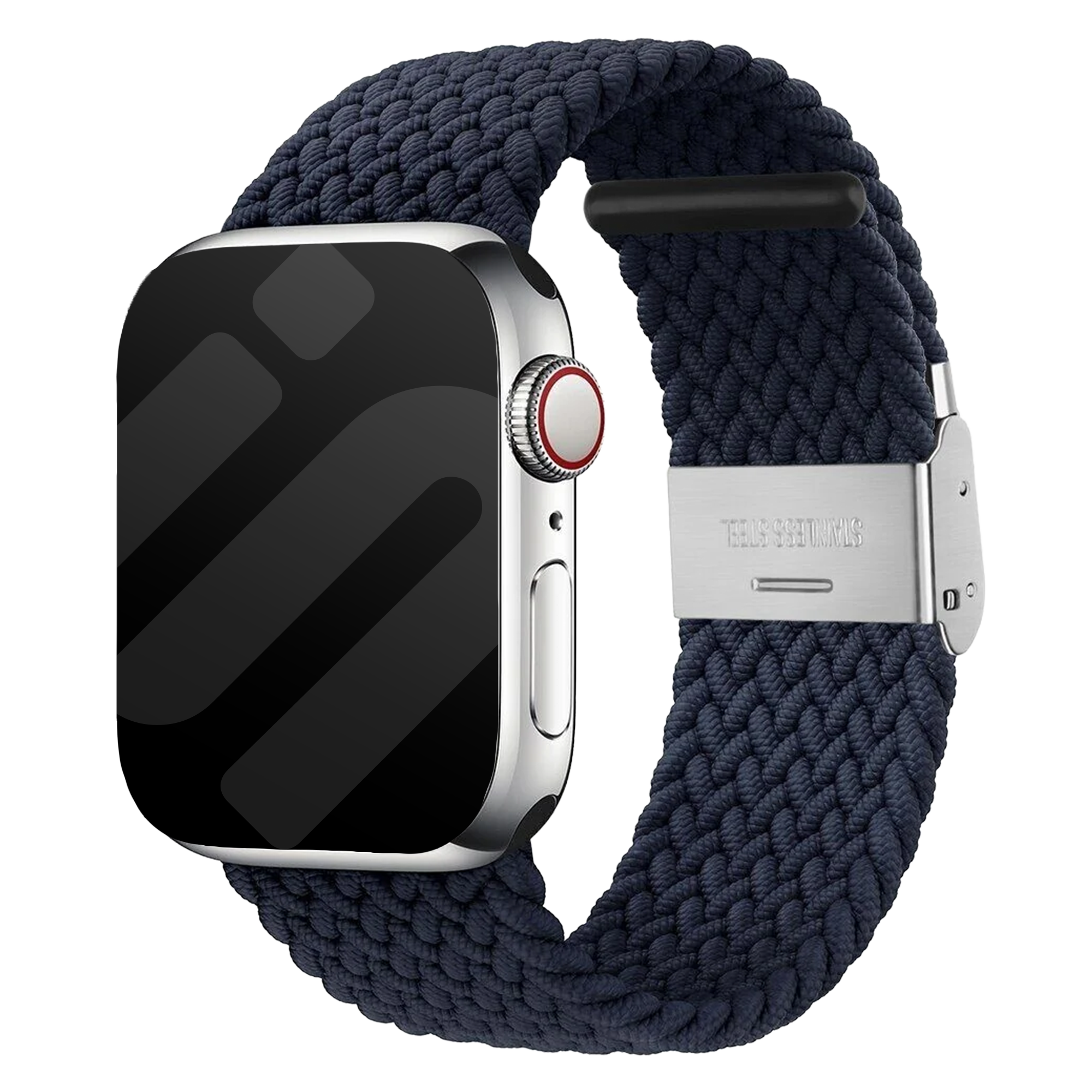 سوار Apple Watch مضفّر — تصميم منسوج بلون فحمي