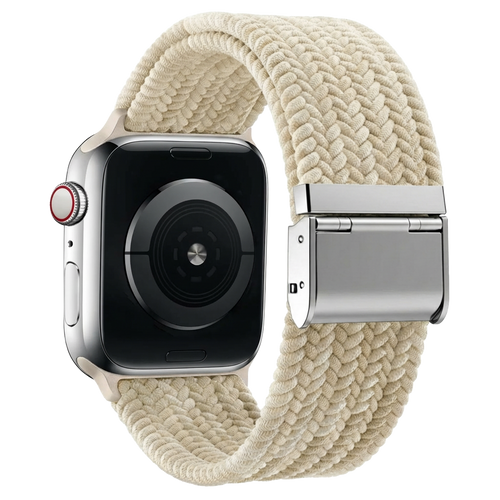 Πλεκτό λουράκι Apple Watch — Απόχρωση Starlight, κλείσιμο με ασφαλές κλιπ