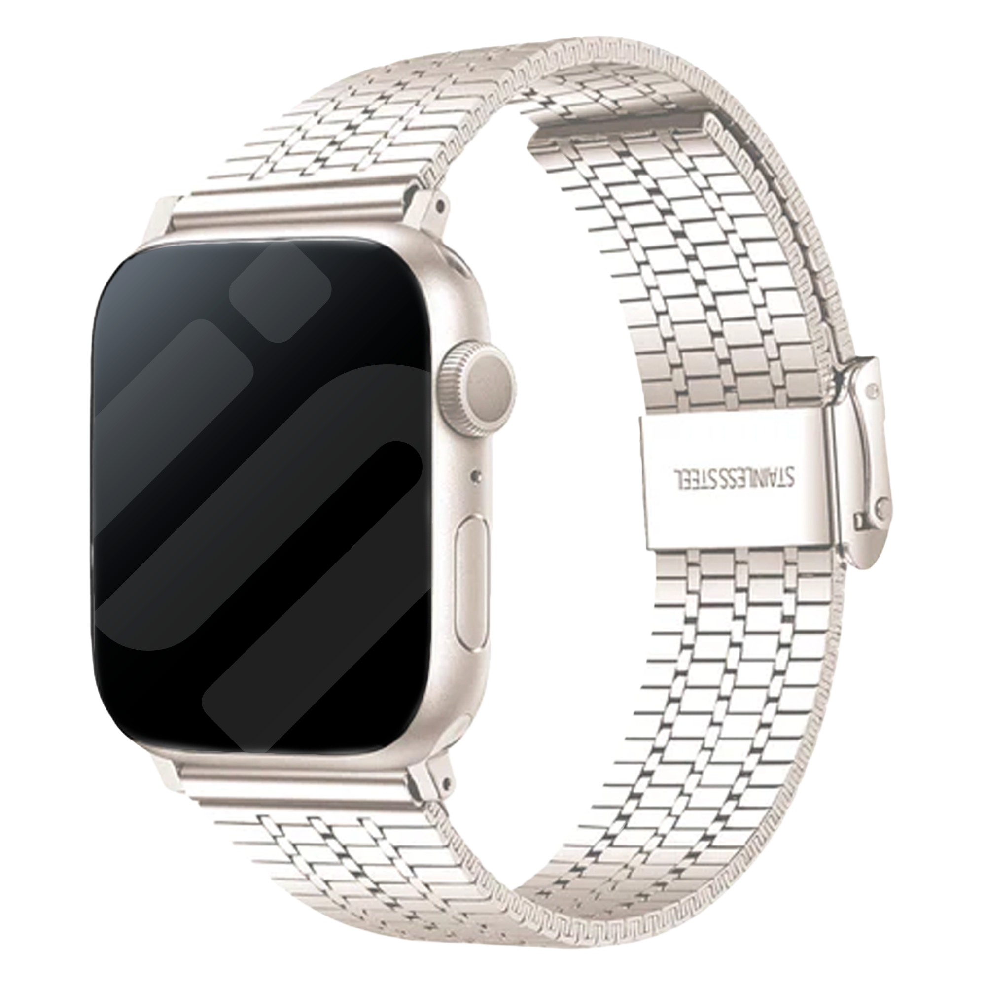 سوار Apple Watch الفولاذي الأنيق — تلميع مرآتي بلون ضوء النجوم
