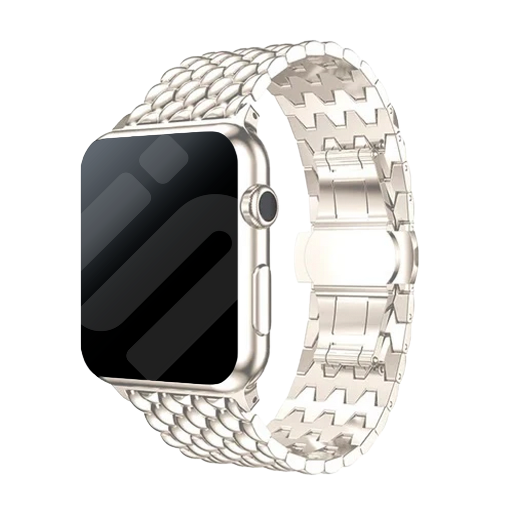Apple Watch Dragon Steel Strap — Starlight Finish, Butterfly Clasp