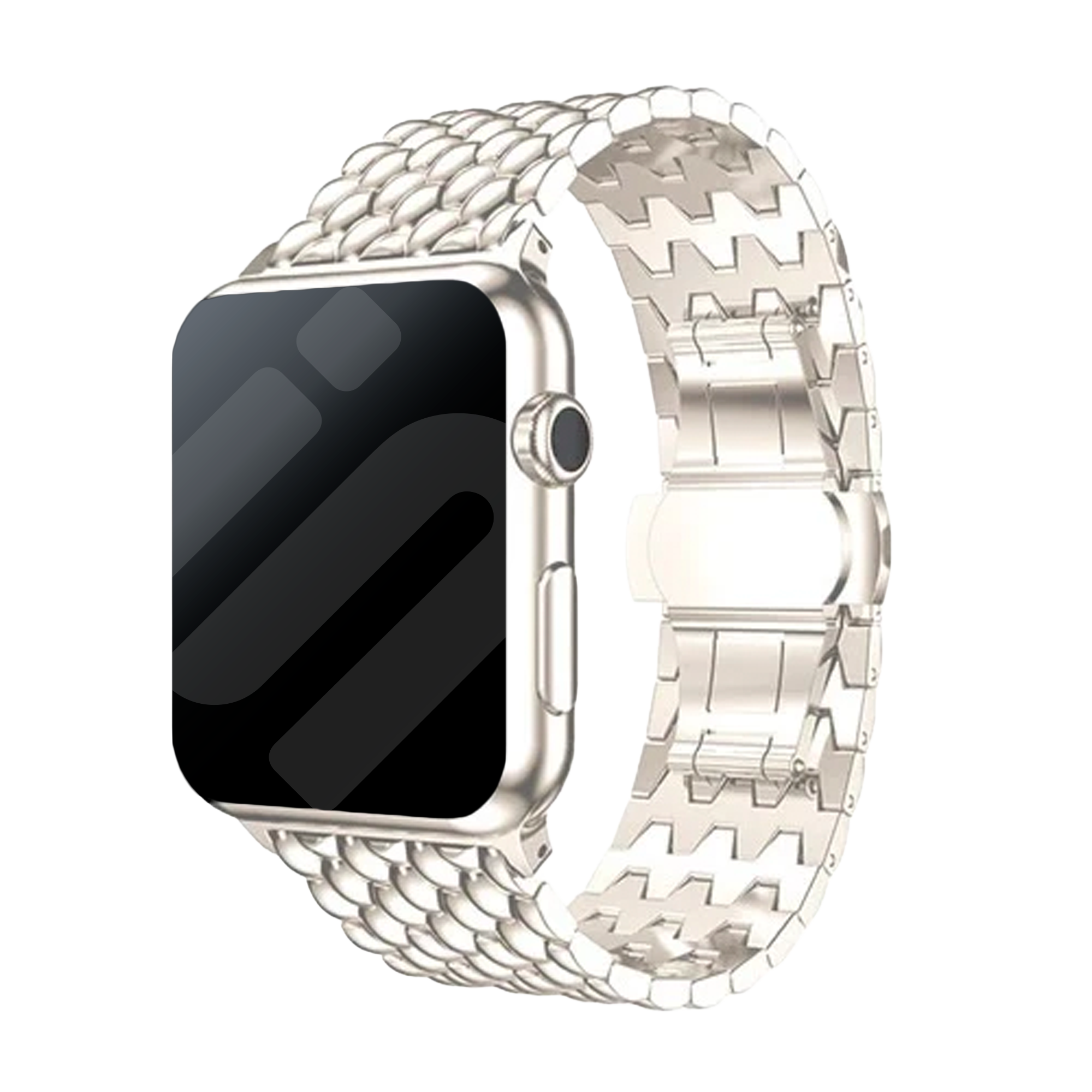 Apple Watch Dragon Steel Strap — Starlight Finish, Butterfly Clasp