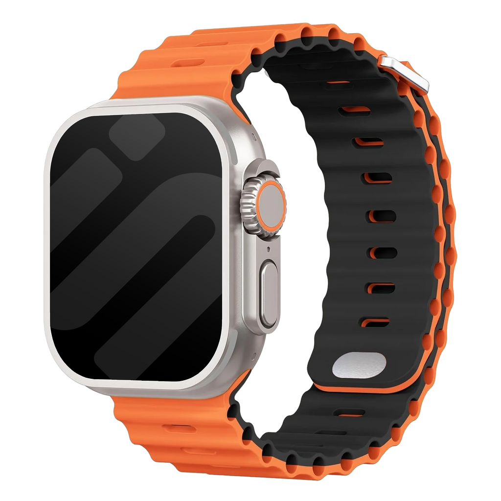 Oranžový a černý řemínek Ocean pro Apple Watch se zapínáním na patentku