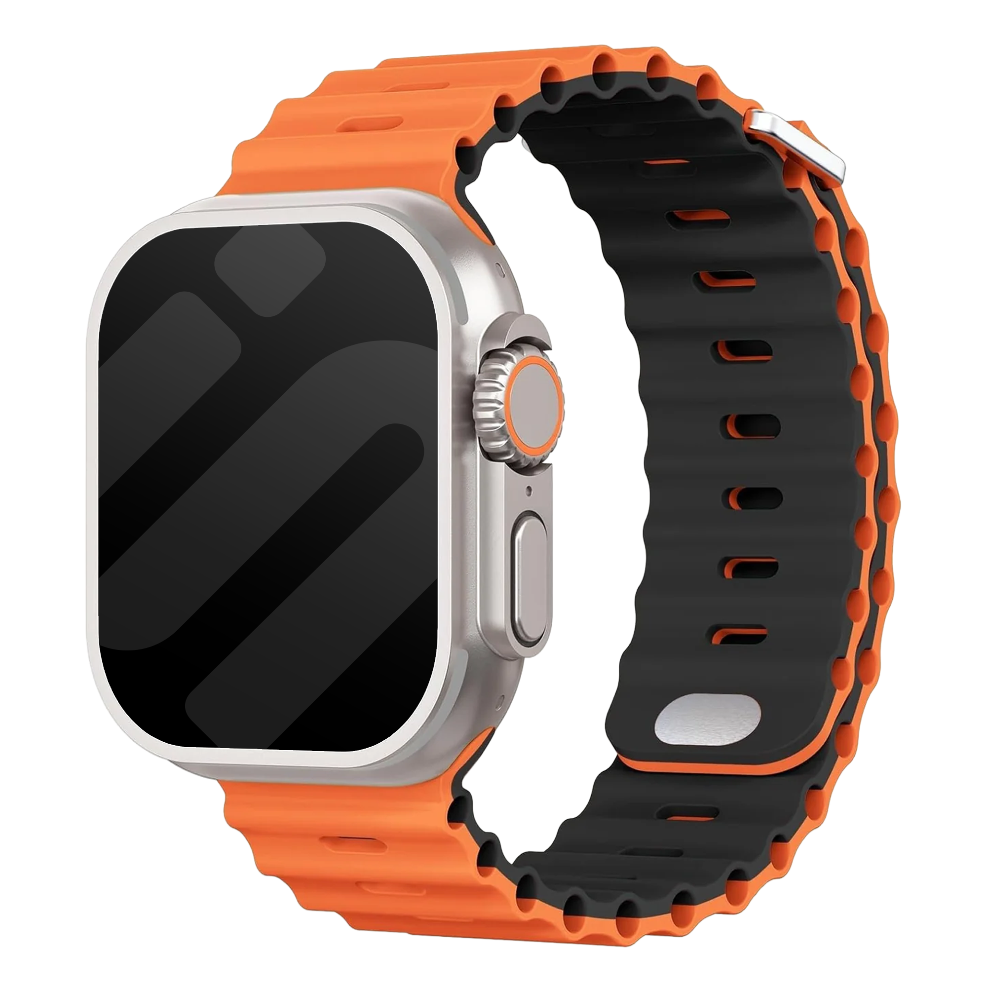 Oranžový a černý řemínek Ocean pro Apple Watch se zapínáním na patentku
