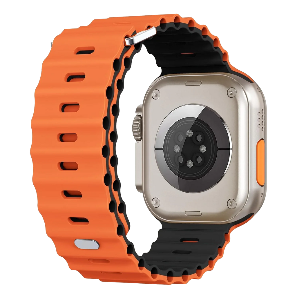 Oranžový a černý řemínek Ocean pro Apple Watch se zapínáním na patentku