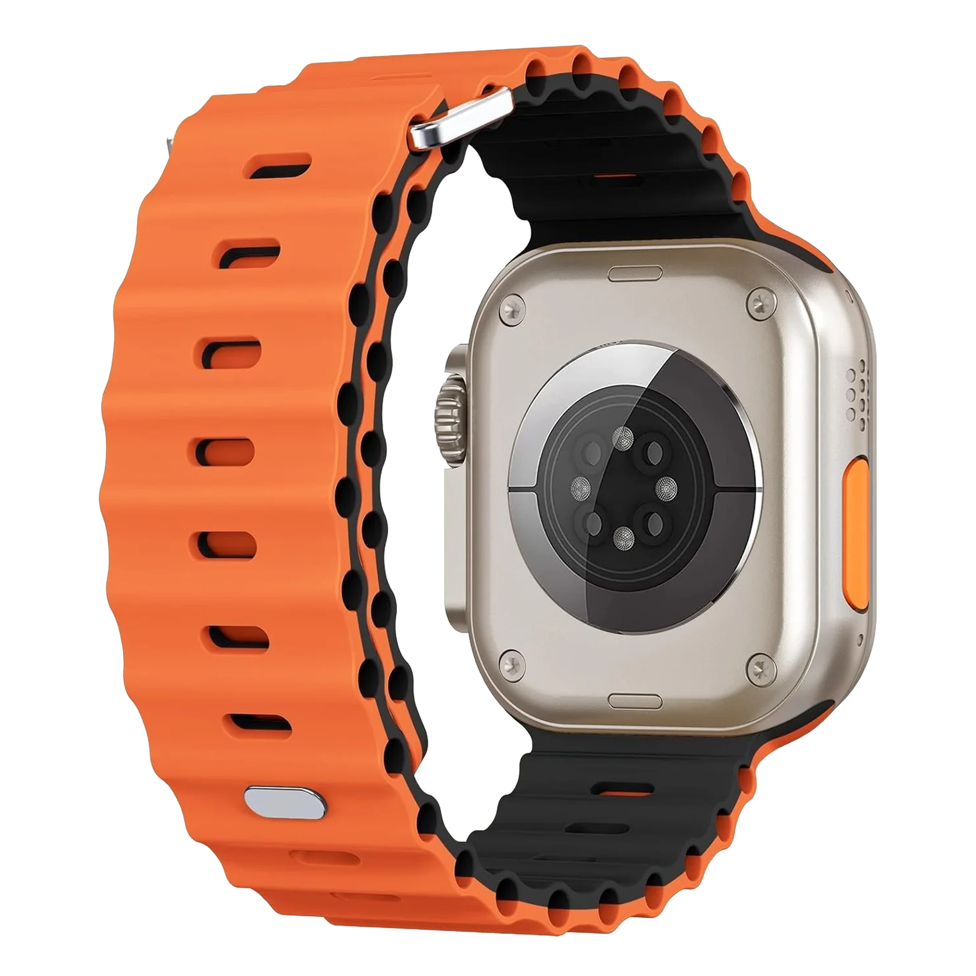 Oranžový a černý řemínek Ocean pro Apple Watch se zapínáním na patentku