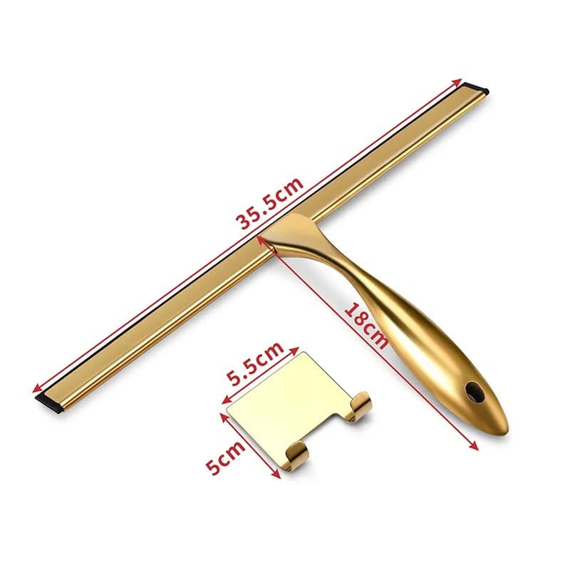 Racletă GOLDWIPE din oțel inoxidabil pentru duș — Lamă netedă din silicon, curățare fără urme
