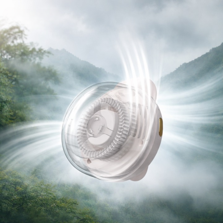 Ventilador portátil con pinza — Funcionamiento silencioso, flujo de aire de 360°, pinza flexible