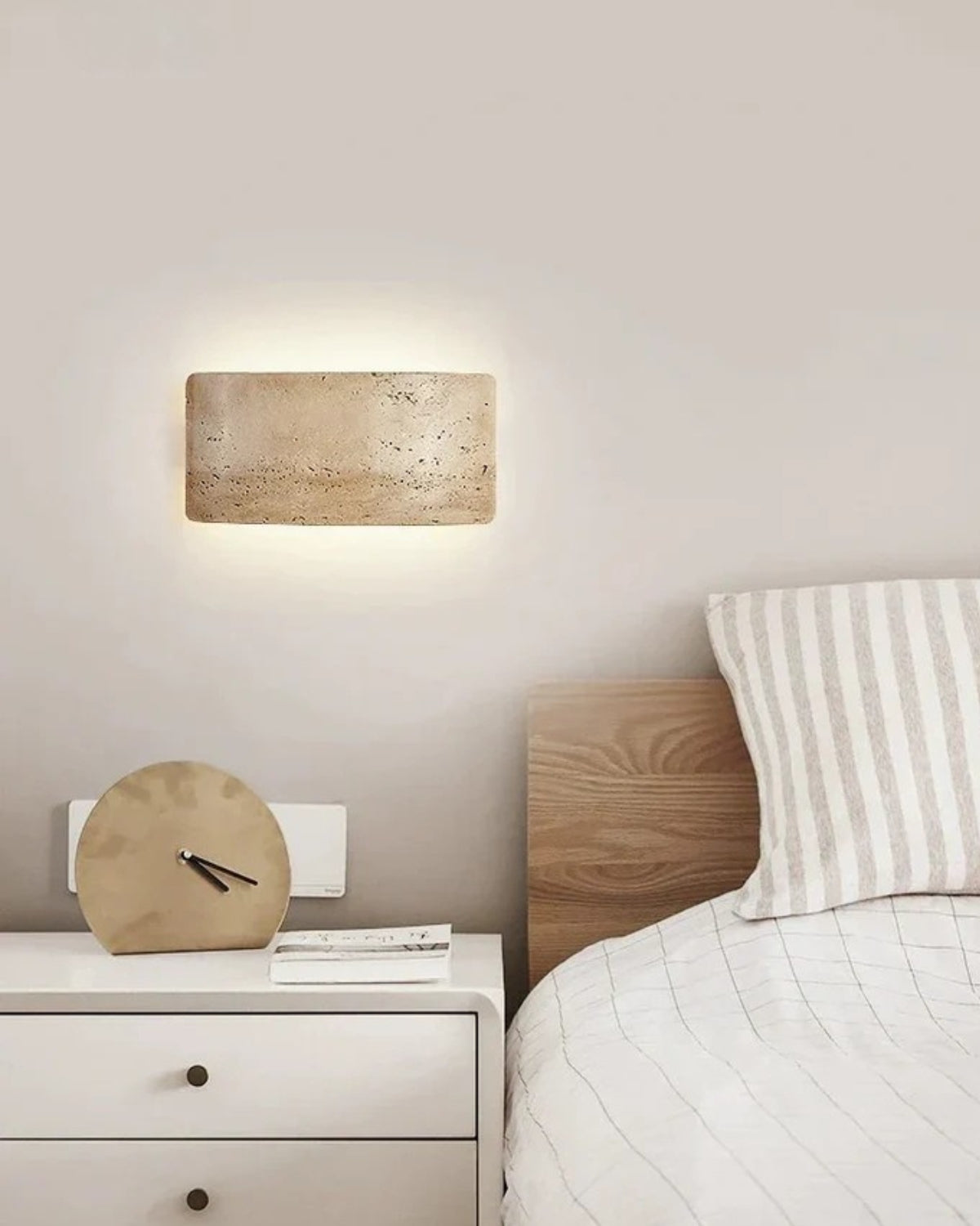 Travertine Wall Lamp With Warm LED Light For Indoor And Outdoor Waterproof