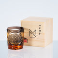 Whiskey Glass With Edo Kiriko Crane Feather Pattern In Amber Handmade Japanese Crystal