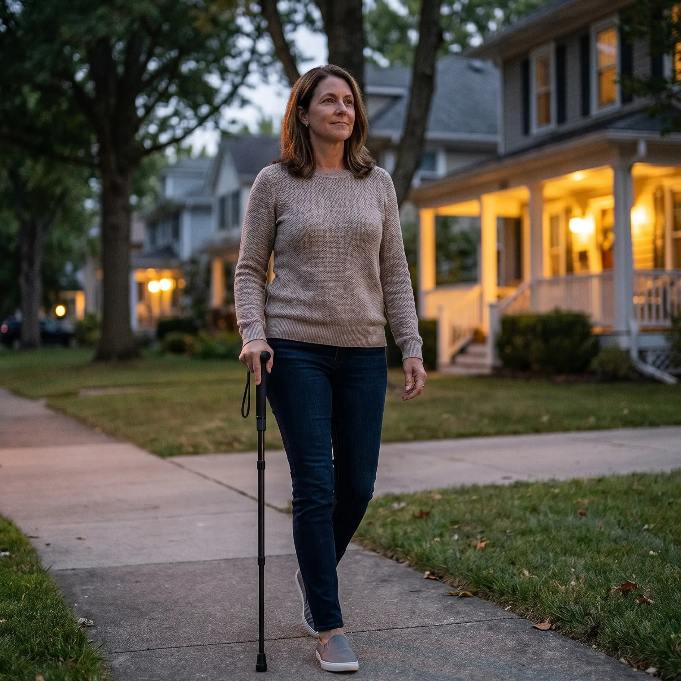 Telescoping Walking Cane With Spring-Loaded Deployment And Non-Slip Handle