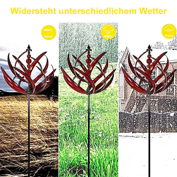 Rotating Metal Windmill Weather Vane With Bird Design, Blue And Red, 90cm Garden Decor