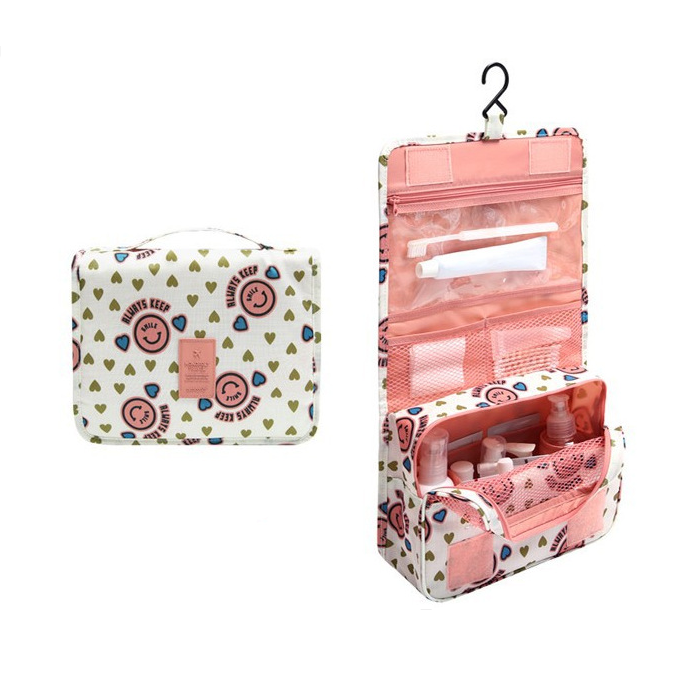 Travel Toiletry Case With Hanging Feature And Waterproof Exterior