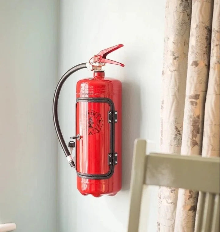 Mancave Red Metal Bottle Storage Disguised Fire Extinguisher