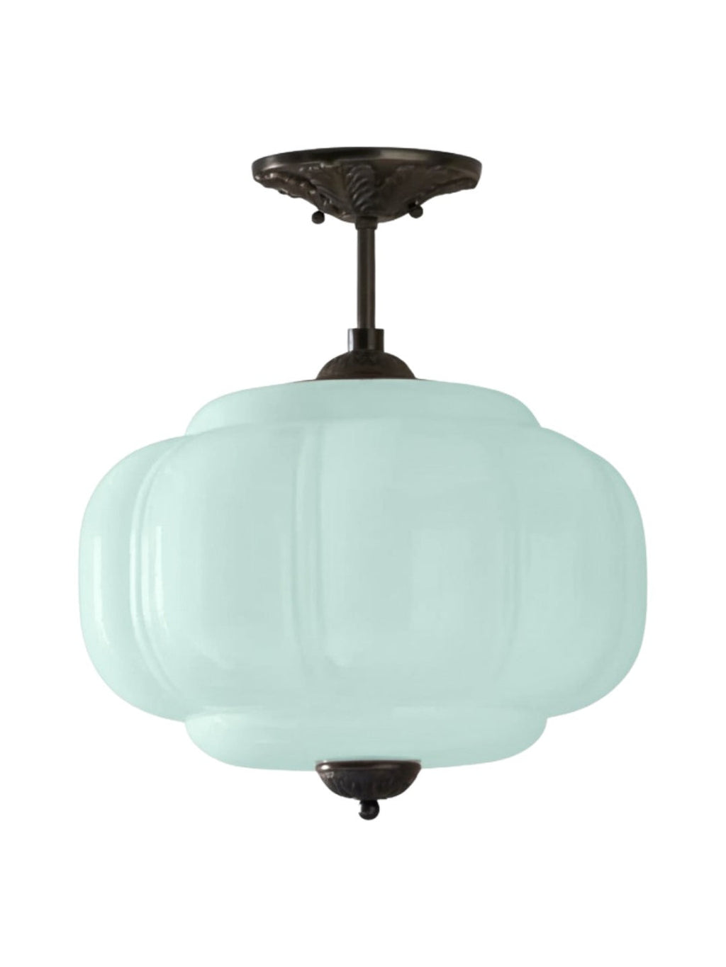 Vintage Milk Glass Ceiling Light With Fluted Rim White Pink Green Matte Glass Brass Black