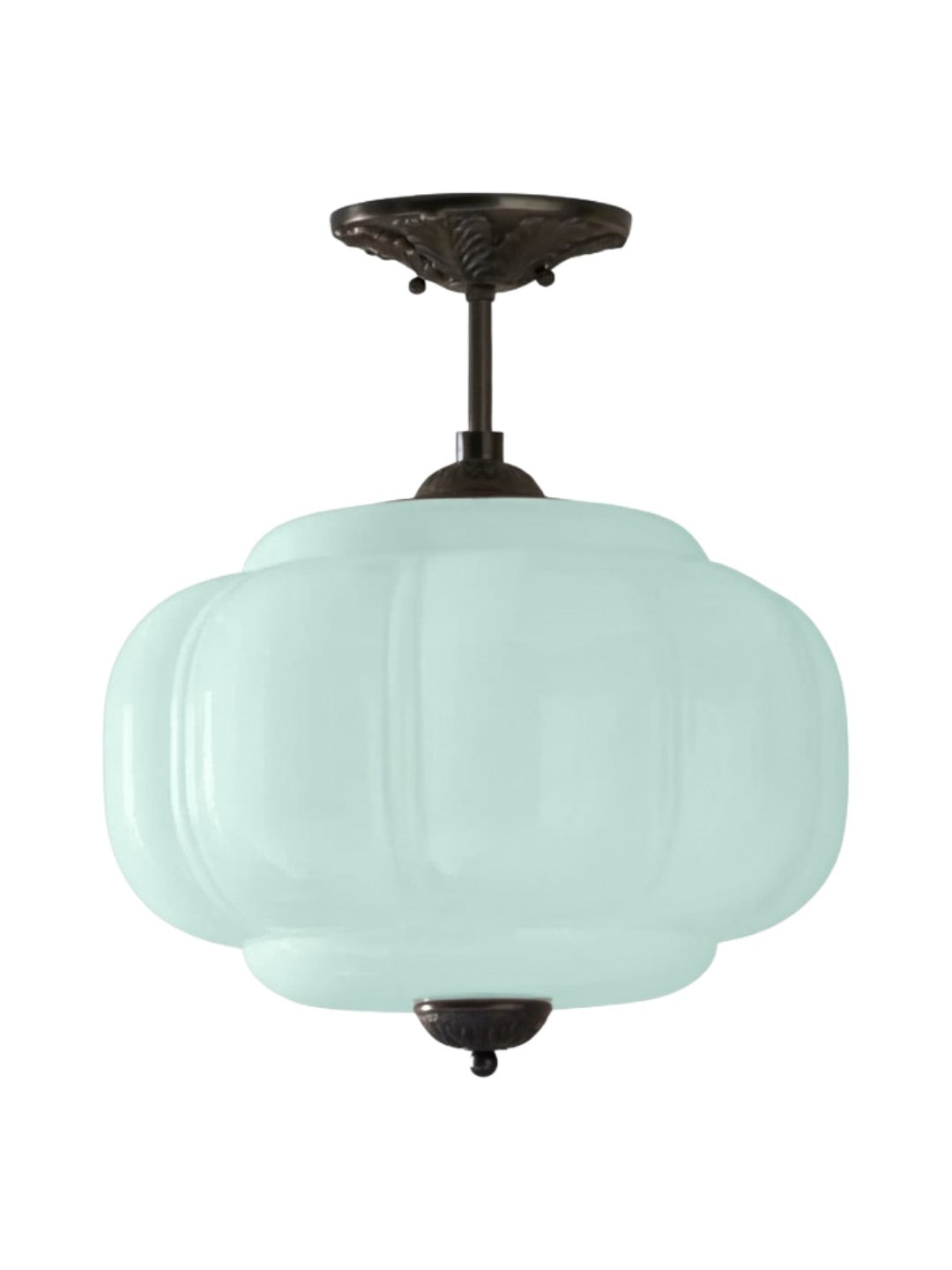 Vintage Milk Glass Ceiling Light With Fluted Rim White Pink Green Matte Glass Brass Black