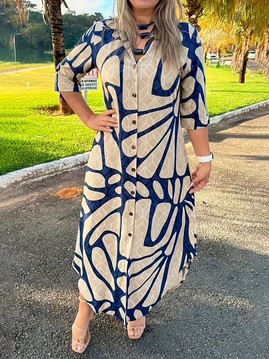 Robe Décontractée Bleu & Beig