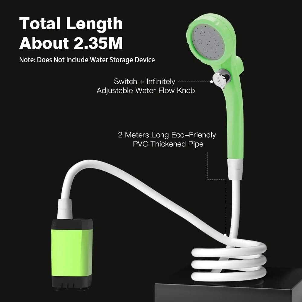 AQUAFLOWXポータブルキャンプ用シャワーポンプ - デジタル表示、吐水量調節可能