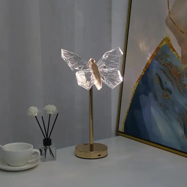 Luminara Crystal Butterfly Accent LED Lamp For Bedroom Decor And Nightstands Soft Glow Ambience