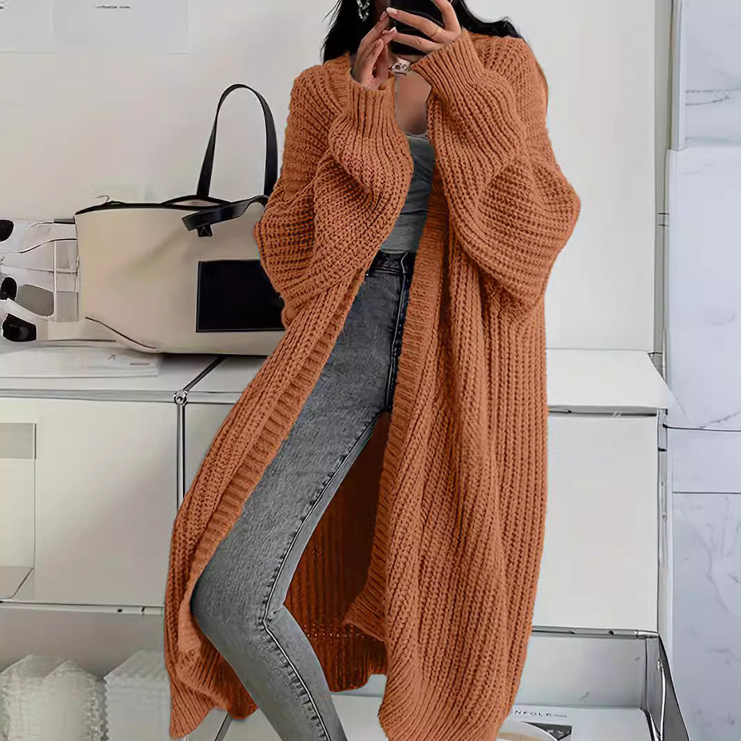 Cardigan long tricoté