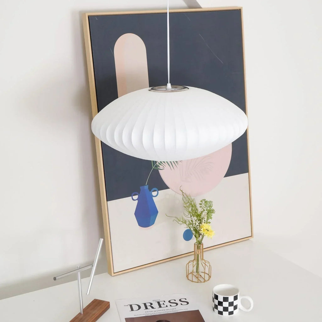 Silk Pendant Ceiling Light With Minimalist Shade For Warm Diffused Indoor Ambience