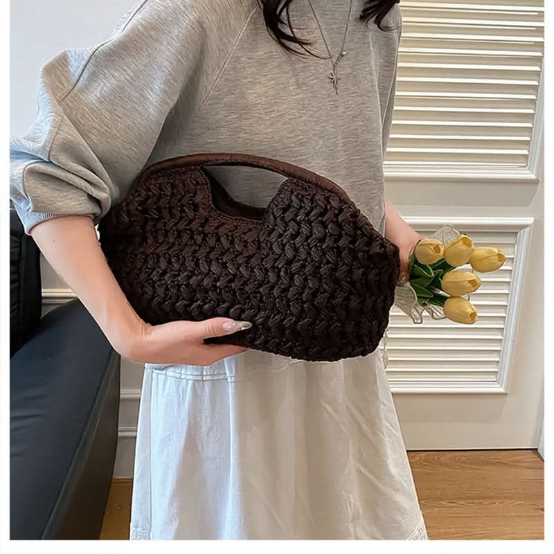 Borsa a tracolla in rafia intrecciata LUXEWEAVE — Leggera, perfetta per l’estate