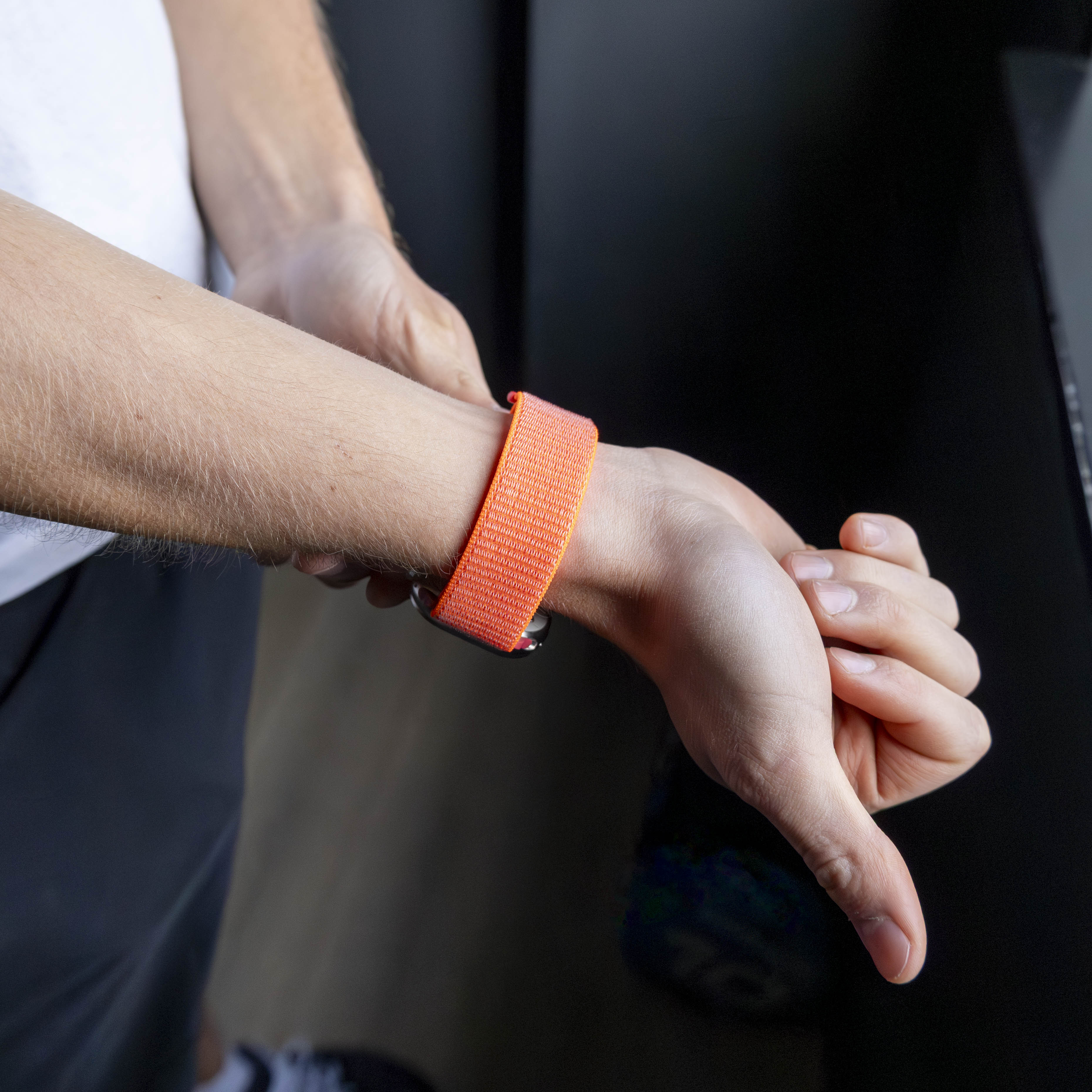 Orangefärgat vävt nylonarmband för Apple Watch