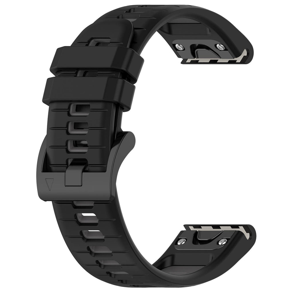 Black and Grey Garmin Fenix 5/6 Sport Strap — Secure Buckle