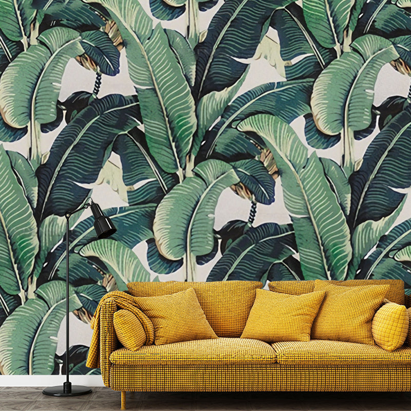 Tropical Banana Leaf Wall Mural Green Botanical Wallpaper For Living Room And Office