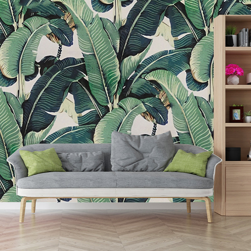 Tropical Banana Leaf Wall Mural Green Botanical Wallpaper For Living Room And Office