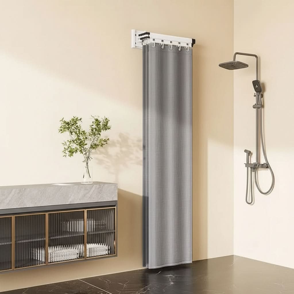 DRYDIVA Faltbares Duschvorhangstangen-Set — wasserdichtes Badezimmer-Trennsystem