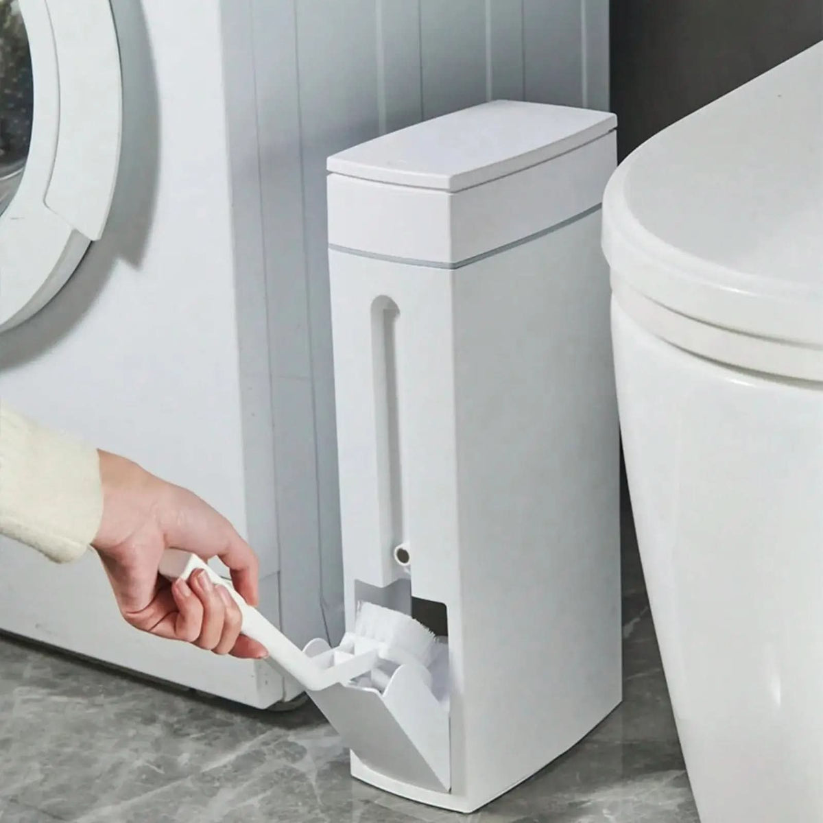 DUOCLEAN smal papperskorg och dold toalettborste i kombination