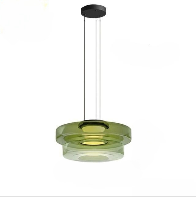 Zenor Amber Glass Layered Pendant Lamp For Dining Room And Living Room