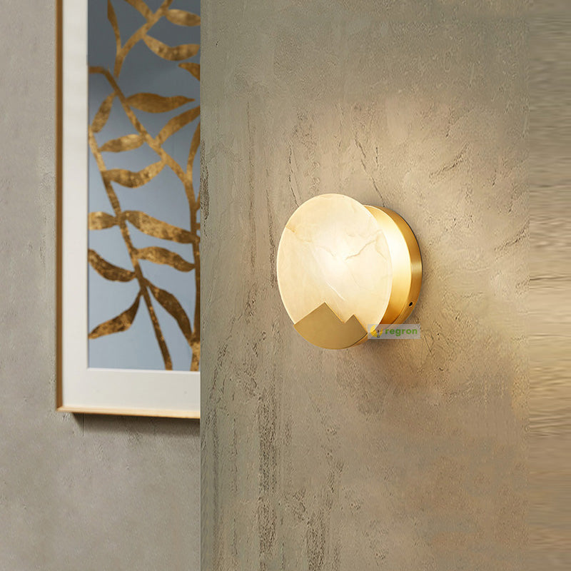 Luminux Marble Wall Light With Led And Brass Accents In Nordic Style Interiors, Elegant Lighting