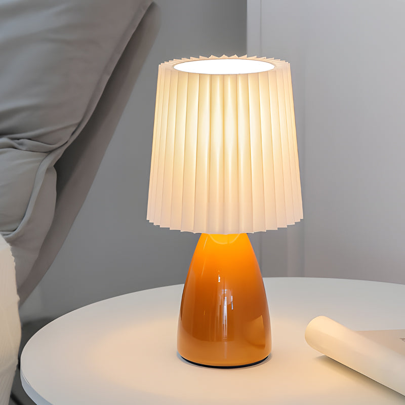 Asterra Pink Glass Base Desk Lamp With Dimmable Light And USB Port For Home Office And Study