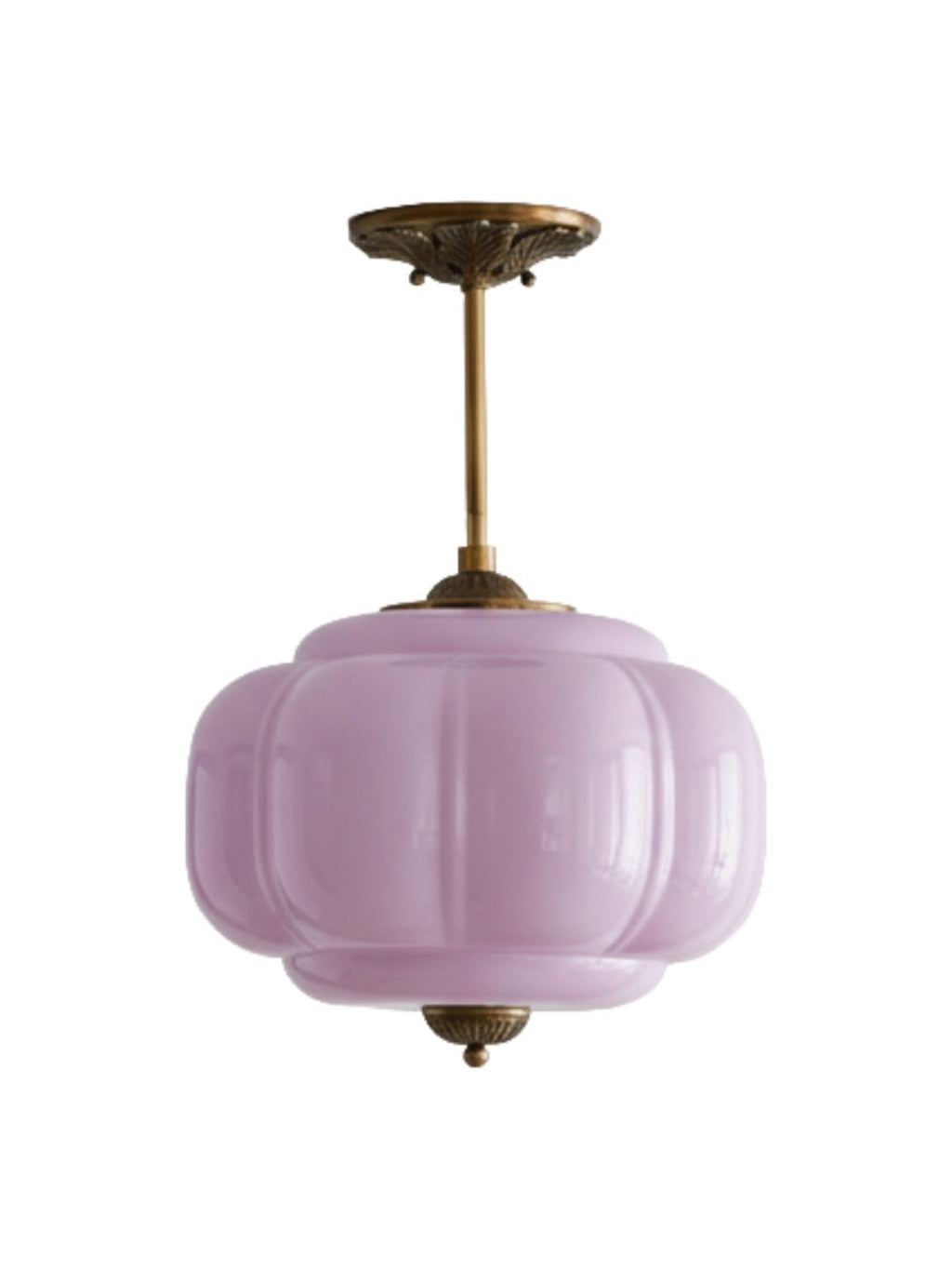 Vintage Milk Glass Ceiling Light With Fluted Rim White Pink Green Matte Glass Brass Black