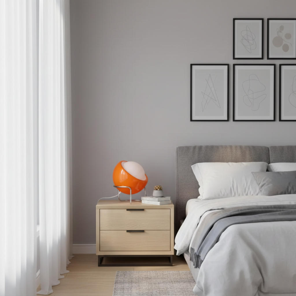 Elegant Table Lamp With Glass Shade For Indoor Use Suited For Living Rooms And Bedrooms Creating Cozy Ambience