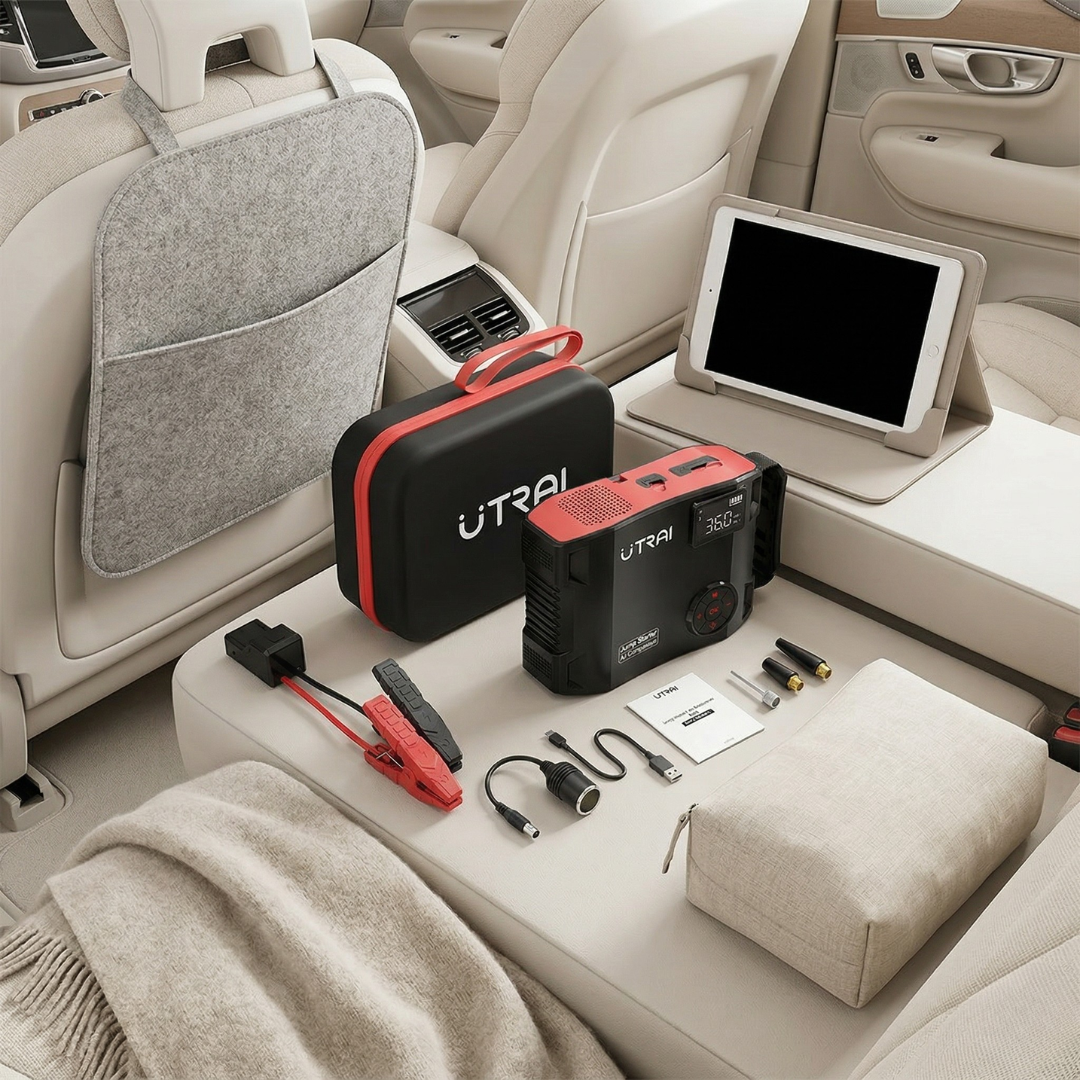Utrai 2000A Jump Starter Power Bank Portable Car Emergency Kit With Air Compressor And LED Light
