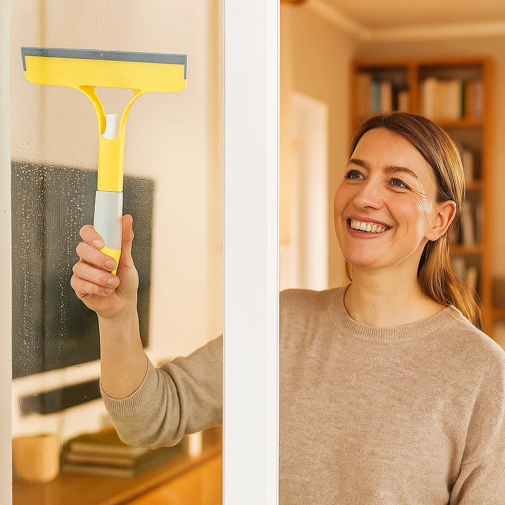 3-in-1-Fensterabzieher mit Sprühfunktion – Streifenfreies Glas in einem Durchgang Zorenza