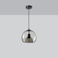 Smoked Glass Pendant Light With Dome Shade And Metal Fittings For Kitchens And Living Areas