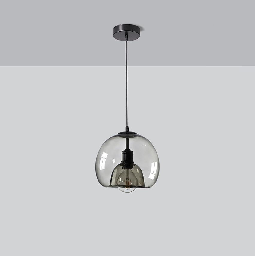 Smoked Glass Pendant Light With Dome Shade And Metal Fittings For Kitchens And Living Areas