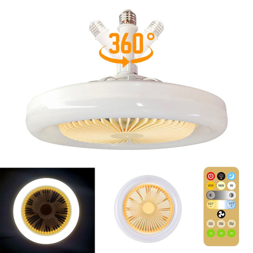 Ceiling Fan With Built-In LED Light And 360 Degree Swivel E27 Socket